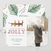 Seizoen om juffrouw Reindeerfotokerstkaart te zijn Feestdagenkaart (Voorkant / Achterkant)