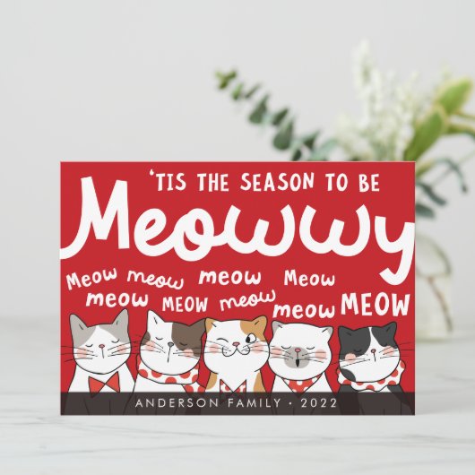 Seizoen om Kerstmis Miauw-lijk Grappig te zijn Knu Feestdagenkaart (Staand voorkant)