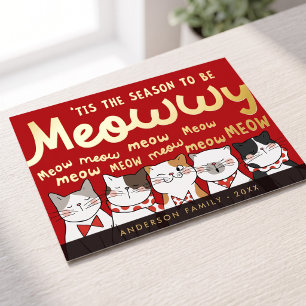 Seizoen om Meowwy Grappig Knuffel Katjes Carolen Folie Feestdagen Briefkaart