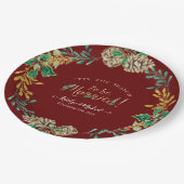 Seizoen om te trouwen Christmas Wreath Waterverf Papieren Bordje (Gekanteld)