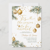 Seizoen om te trouwen Gold Bauble Christmas Weddin Kaart (Voorkant)