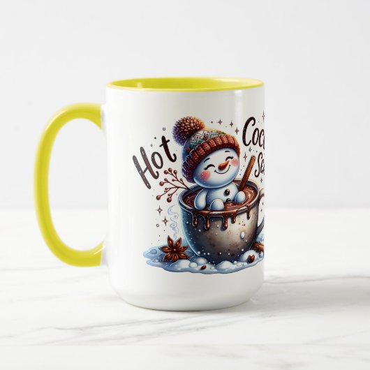 Seizoen Sneeuwman Hete Chocolade Mok (Links)