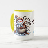 Seizoen Sneeuwman Hete Chocolade Mok (Voorkant links)