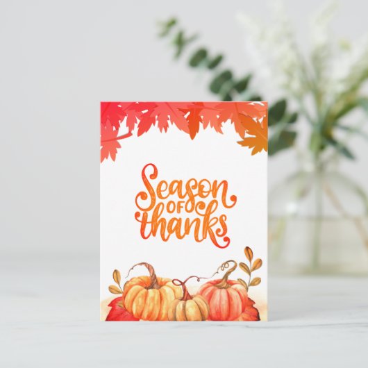 Seizoen van Bedankt pompoen en lederen Herfst Feestdagenkaart (Staand voorkant)