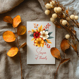 Seizoen van Dank Herfst Bloemen Kaart