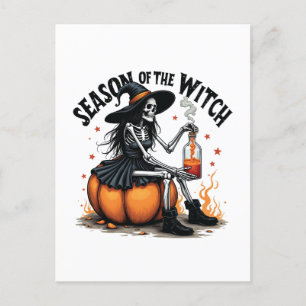 Seizoen van de Heks Griezelige Halloween Heks Uitnodiging Briefkaart