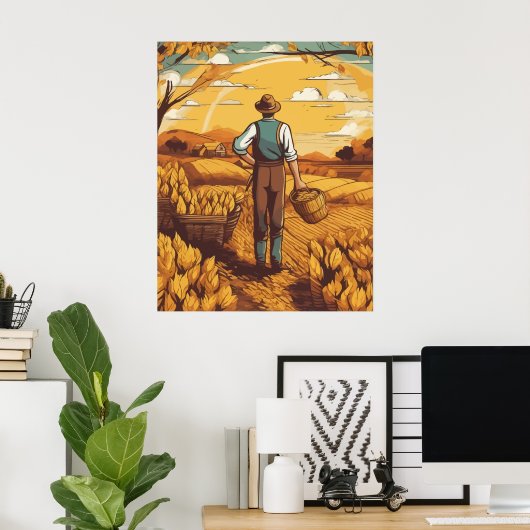 Seizoen van de tarweoogst poster (Thuiskantoor)