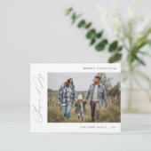 Seizoen van Joy Elegant Green Family Foto Kerstmis Briefkaart (Staand voorkant)