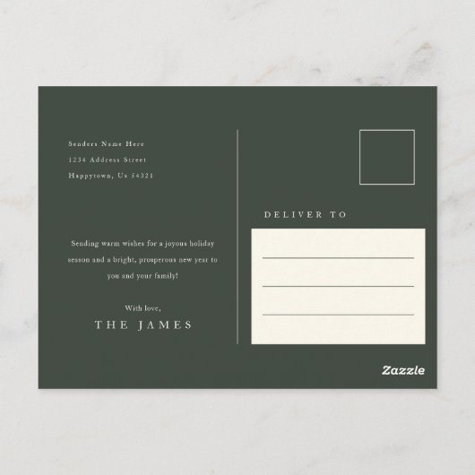 Seizoen van Joy Elegant Green Family Foto Kerstmis Briefkaart (Achterkant)