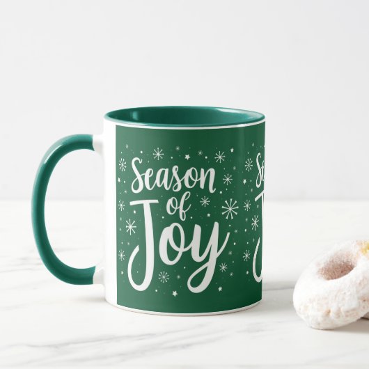 Seizoen van Joy Elegant Script Christmas Coffee Mo Mok (Met donut)