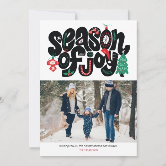 Seizoen van JOY Holiday Elements Holiday Photo Car Feestdagenkaart (Voorkant)