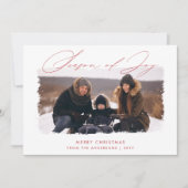 Seizoen van Joy Red Script Familiefoto Kerstmis Feestdagenkaart (Voorkant)