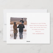 Seizoen van Joy Red Script Familiefoto Kerstmis Feestdagenkaart (Achterkant)