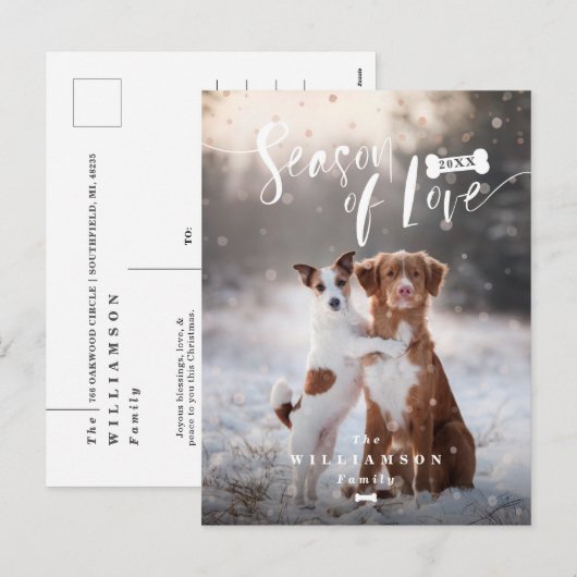 Seizoen van Liefde | Modieuze Kerstmis van de Feestdagenkaart (Voorkant / Achterkant)