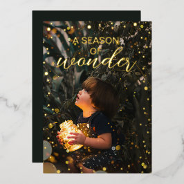 Seizoen van Wonder Goud Folie Foto Kerstkaart Feestdagenkaart