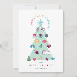 Seizoen vol met Emoji-kerstboom Feestdagenkaart