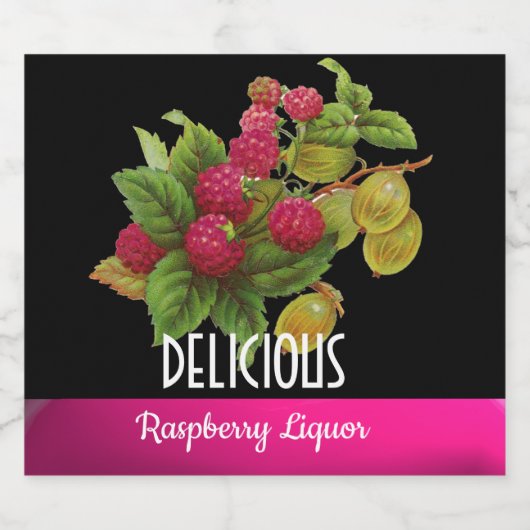 SEIZOEN VRUCHTEN, FRAMBOZEN Frambozenlikeur Likeurfles Etiket (Enkel label)