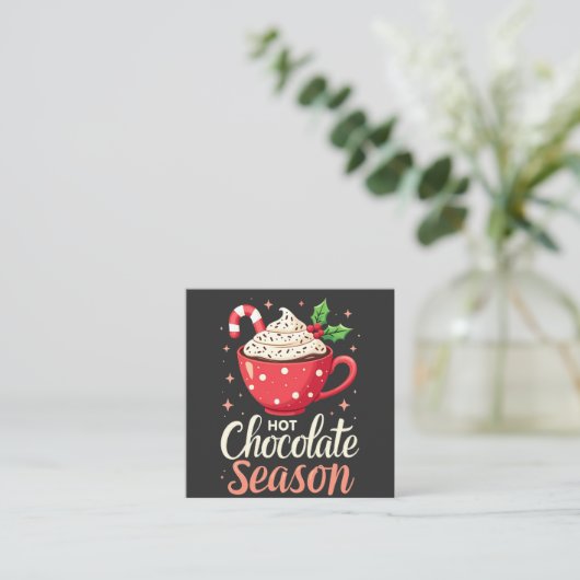 Seizoen warme chocolademelk Kerstliefhebbers  Vierkante Visitekaartje (Staand voorkant)