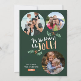 Seizoen wordt Jolly 3-foto Vakantie Kerstmis Feestdagenkaart