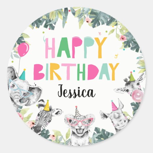 Seizoendag van de partij "Dierlijke dieren" Ronde Sticker (Voorkant)