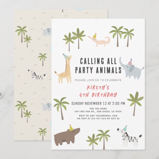 Seizoendag van Safari-dieren Kaart (Voorkant / Achterkant)