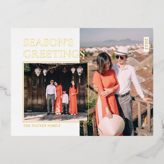 Seizoenen Aangepaste foto-Folie feestdag Folie Feestdagen Briefkaart (Voorkant)