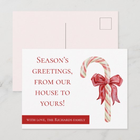 Seizoenen begroet vakantie briefkaart snoep rieten (Voorkant / Achterkant)