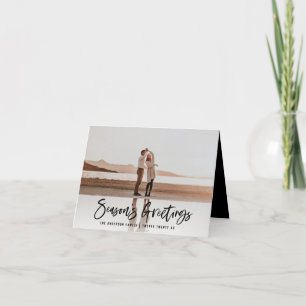 Seizoenen begroeten moderne, minimale fotokerst feestdagen kaart