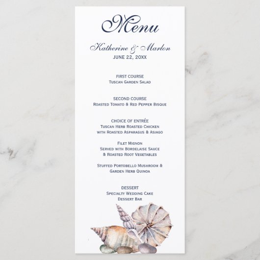 Seizoenen bericht in een fles | Nautical Wedding Menu (Voorkant)