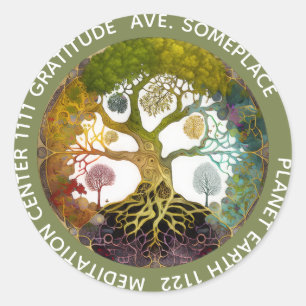 Seizoenen Boom des Levens Ronde Sticker