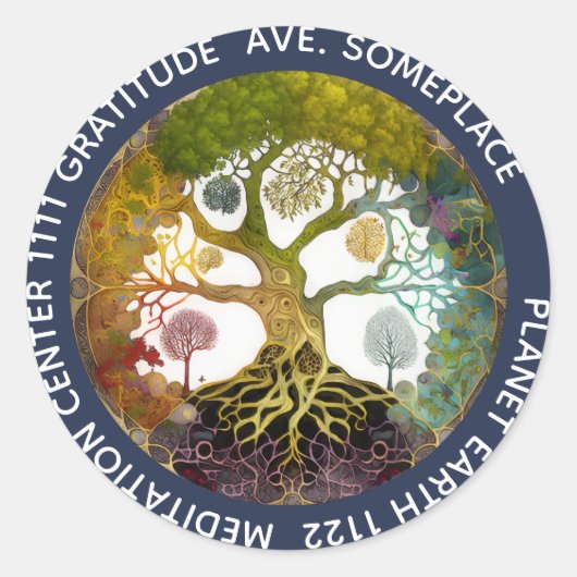 Seizoenen | Boom des Levens Ronde Sticker (Voorkant)