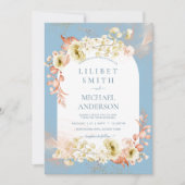 Seizoenen Dusty Blue Coral Floral Mix Wedding (Voorkant)