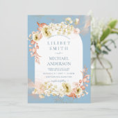 Seizoenen Dusty Blue Coral Floral Mix Wedding (Staand voorkant)