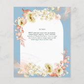 Seizoenen Dusty Blue Coral Floral Mix Wedding (Achterkant)