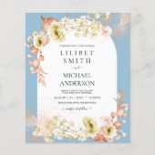 Seizoenen Dusty Blue Coral Floral Mix Wedding (Voorkant)