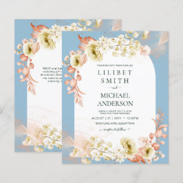 Seizoenen Dusty Blue Coral Floral Mix Wedding
