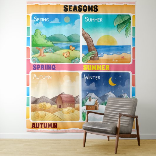 Seizoenen Educatief Leren Classroom Wandkleed (In situ)