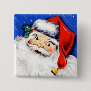Seizoenen en kerstman vierkante button 5,1 cm