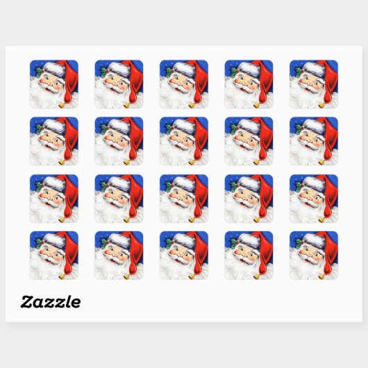 Seizoenen en kerstman vierkante sticker (Vel)