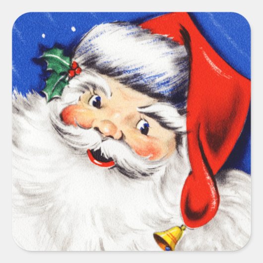 Seizoenen en kerstman vierkante sticker (Voorkant)