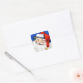 Seizoenen en kerstman vierkante sticker (Envelop)