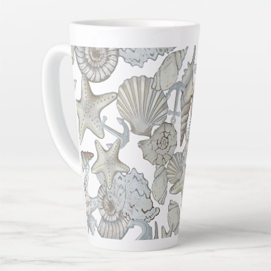 Seizoenen en scheepsankertouw latte mok (Linkerhoek)