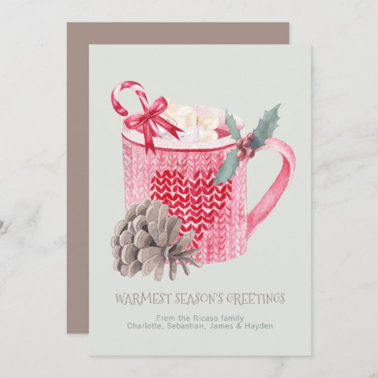 Seizoenen en zoete chocolade en moerasmanden feestdagenkaart (Voorkant / Achterkant)