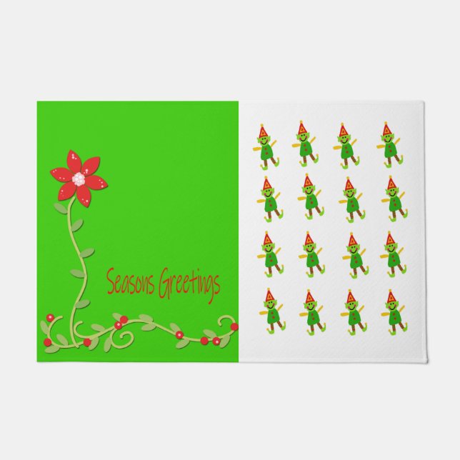 Seizoenen Gegroet Elf, Kerstman Matt Doormat Deurmat (Voorkant)