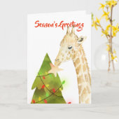 Seizoenen Giraffe en kerstboomster Kaart (Gele Bloem)