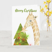 Seizoenen Giraffe en kerstboomster Kaart (Gele Bloem)