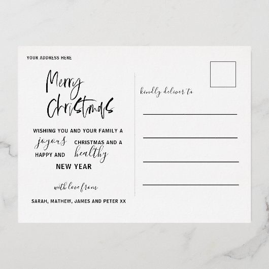 Seizoenen Goudscript Foto Folie Holiday Folie Feestdagen Briefkaart (Achterkant)