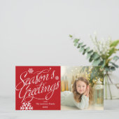 Seizoenen Greeting Script Rode Vakantie Fotokaart Feestdagenkaart (Staand voorkant)