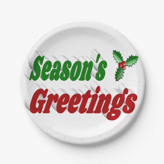 Seizoenen Greetings Holly, typografie Kerstmis Papieren Bordje (Voorkant)