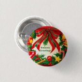 Seizoenen Greetings_ Ronde Button 3,2 Cm (Voorkant /achterkant)